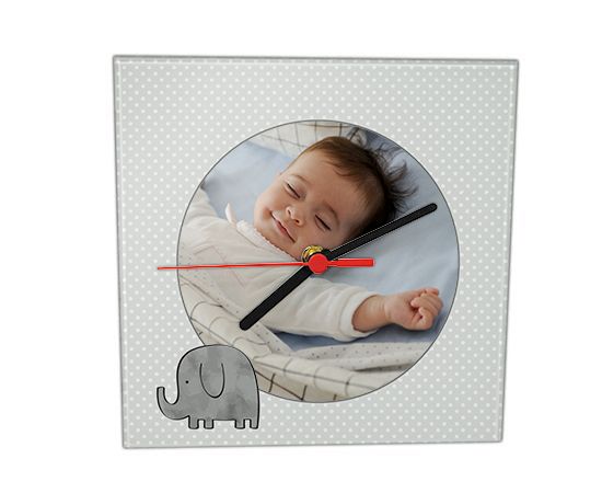 Orologio in vetro quadrato Elefantino grigio