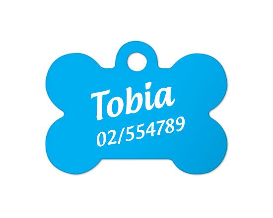 medaglietta in alluminio pe animali personalizzata con nome dell'animale e numero telefonico