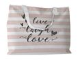 Borsa mare con grafica con fasce bianche e rosa