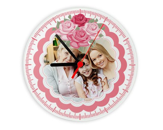 Il foto orologio in vetro con grafica con rose