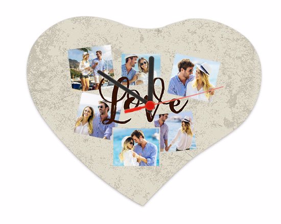 Orologio cuore legno 25x21 crazy collage