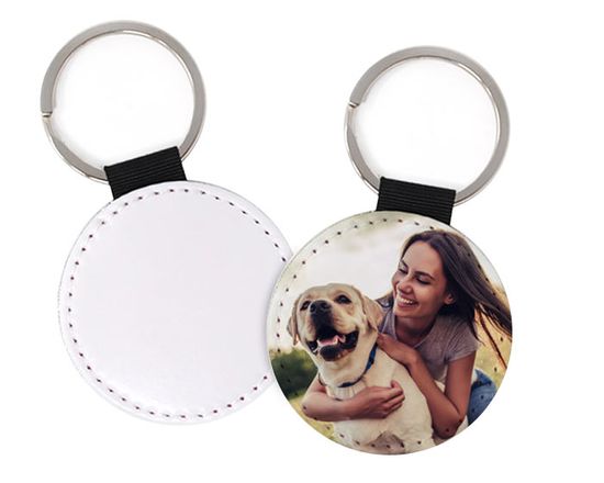 portachiavi tondo in pelle tondo con retro bianco