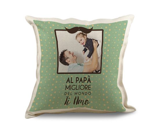 Cuscino quadrato in juta Papà ti amo