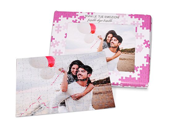 scatola raccogli puzzle personalizzata sul coperchio