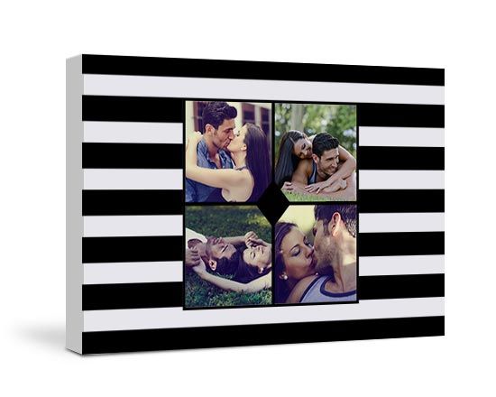 Tela collage 4 riquadri con fasce orizzontali