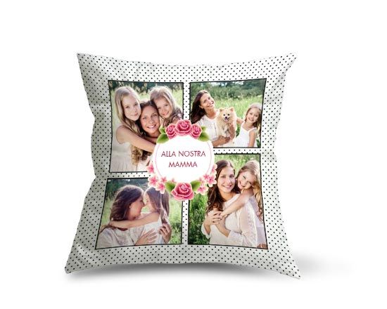 Il cuscino con federa in stile collage