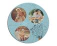 Puzzle rotondo in cartoncino con grafica collage
