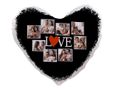 Cuscino cuore con grafica collage nera
