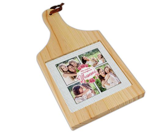 tagliere in vetro rifinito in legno