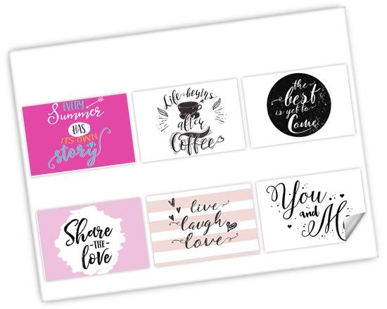 Stickers rettangolari con scritte