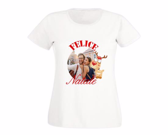 T-shirt donna in cotone Felice Natale