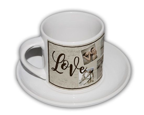 Tazzina da caffè con grafica collage
