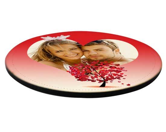 sottobicchiere masonite tondo con grafica di San Valentino