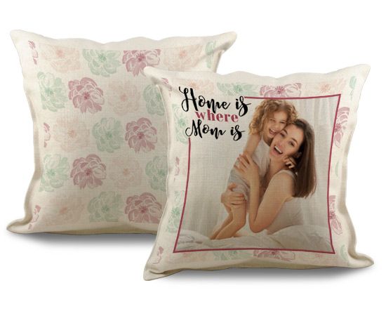 Cuscino quadrato in juta Home is mom