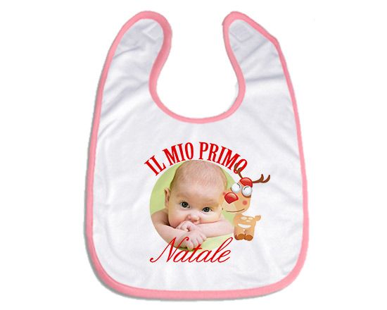 bavaglini personalizzati con foto - rosa celeste giallo