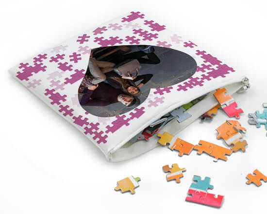 rendi unico il tuo regalo, completandolo con il bellissimo sacchetto raccogli puzzle personalizzato
