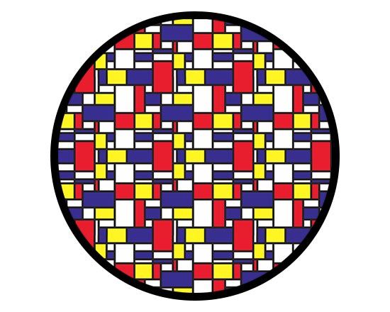 Zerbino rotondo con grafica colorata