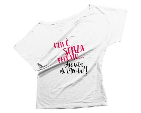 T-shirt donna in cotone con grafica con scritta