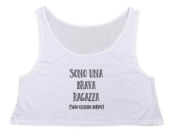 Crop top con grafica con scritta