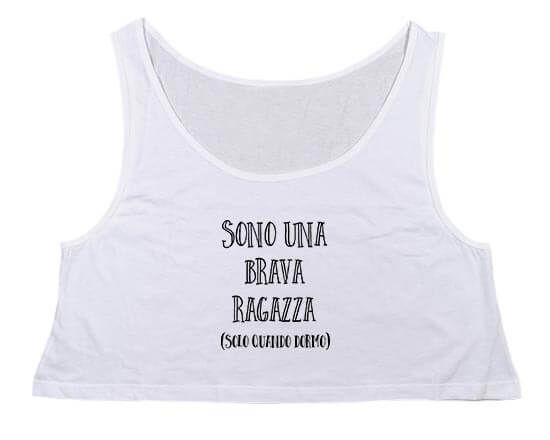 Crop top con grafica con scritta