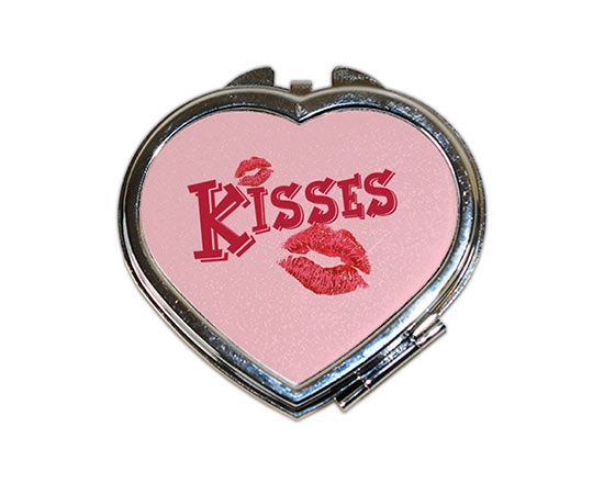Specchietto a cuore da borsetta Kisses