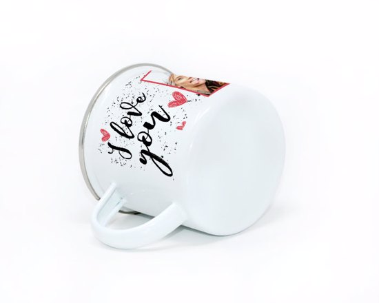 Tazza personalizzata in metallo smaltato grafica love