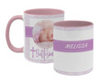 Tazza con grafica religiosa nel colore viola