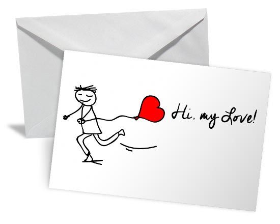 Bigliettino con grafica romantica per San Valentino