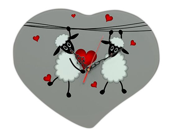 Orologio a forma di cuore con pecorelle