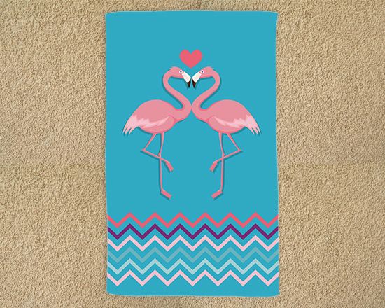 Telo mare con grafica con fenicotteri