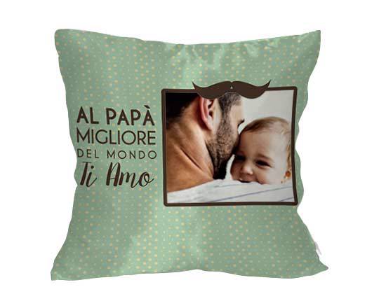 Cuscino in raso con grafica nel colore verde con cornice