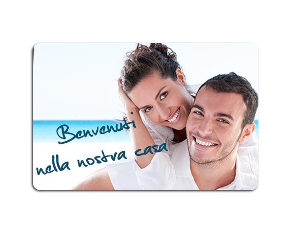 zerbino personalizzato con foto famiglia e testo di benvenuto