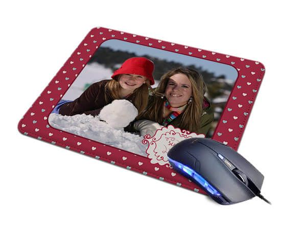 Tappetino mouse in pelle con cuori