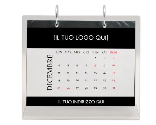 calendario in plexiglass con grafica con fasce nere