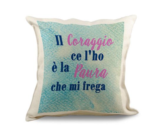 Cuscino quadrato in juta Coraggio e paura