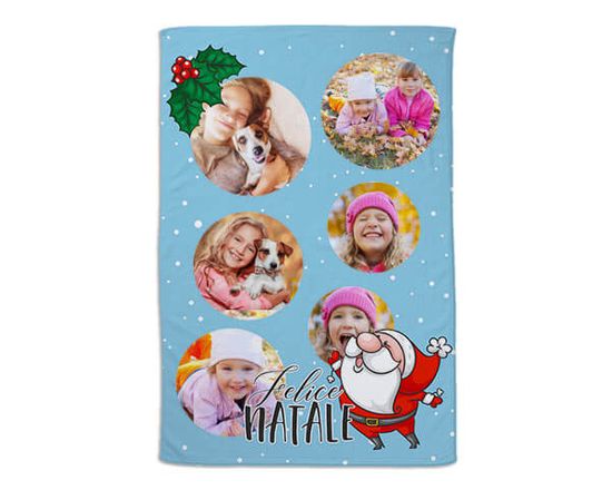 Coperta in pile con grafica con babbo natale