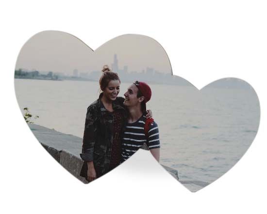 Cornice Foto Doppio Cuore Legno