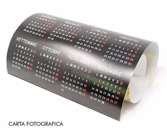 calendario stampato su carta fotografica