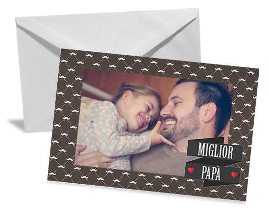 Bigliettino auguri per papà con grafica con baffi