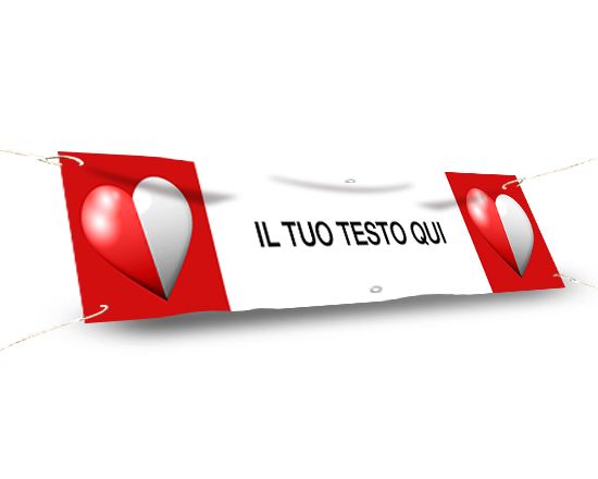 Striscione 150x30 Cuore bianco rosso