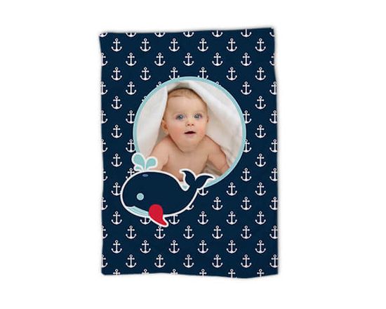 coperta baby con balena e ancore