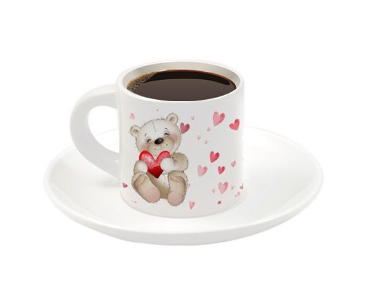 Tazzina espresso personalizzata con grafica orsetto per San valentino