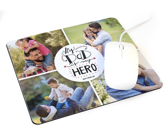 Tappetino mouse con grafica collage e scritta