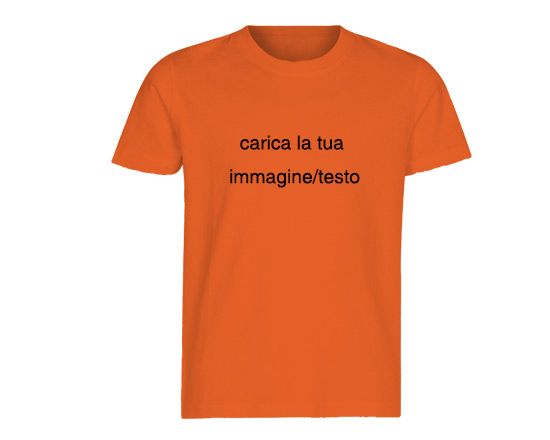 La t-shirt arancio in cotone per una piccola peste