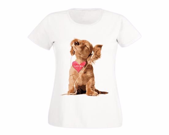 Il piccolo cagnolino stampato sulla tua maglietta personalizzata