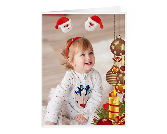 Biglietto auguri pieghevole per auguri Natale con foto