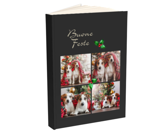 Agenda con auguri di Bone feste e collage di foto