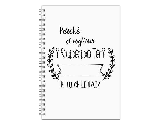 Agenda con spirale e scritta in nero