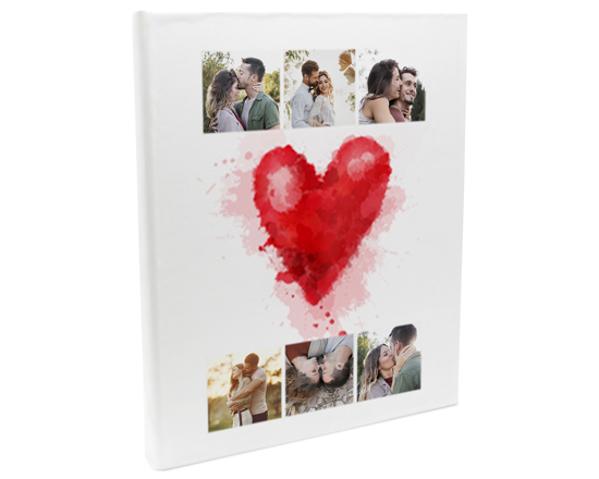 Album foto con collage e copertina con cuore rosso