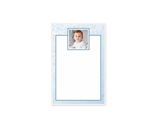 Biglietto auguri Battesimo con cornice azzurra